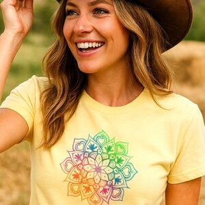 Colorful Heart Mandala T-Shirt | Boho Spiritual Graphic Tee | Festival Hippie
